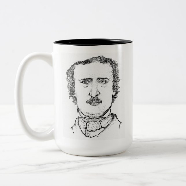 Edgar Allan Poe Stipple Art Coffee Mug Två-Tonad Mugg (Vänster)