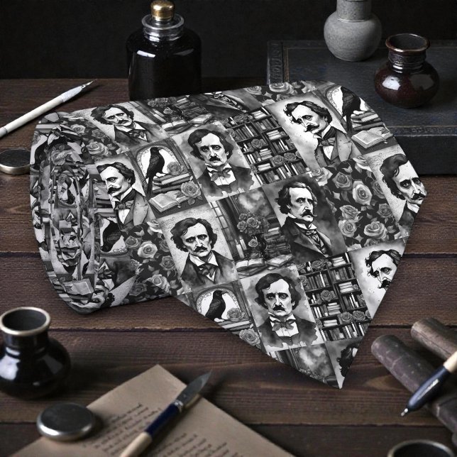 Edgar Allan Poe svart och vit slips (Skapare uppladdad)