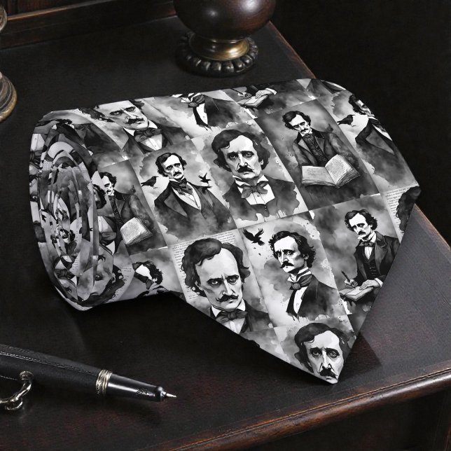 Edgar Allan Poe svart och vit slips (Skapare uppladdad)
