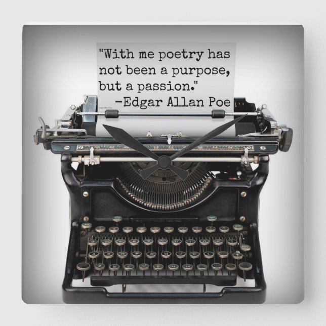 Edgar Allan Poe Wall Clock Fyrkantig Klocka (Framsida)