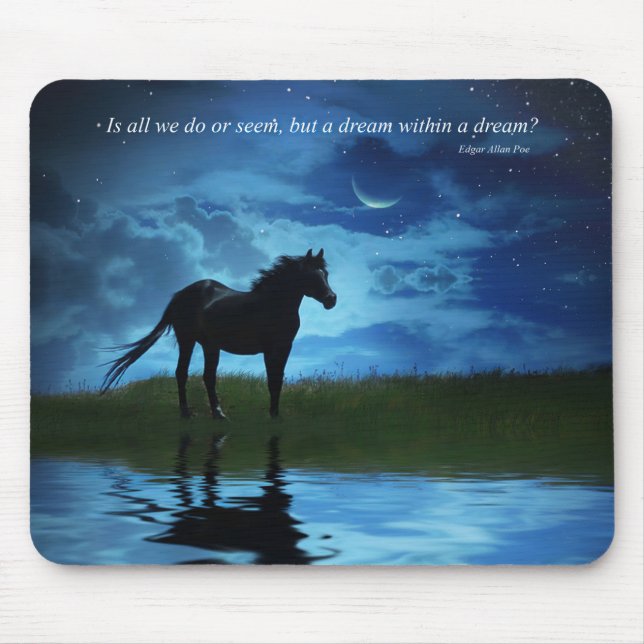 Edgar Allan Poes Dikt med Horse och Night Himlar Musmatta (Framsidan)