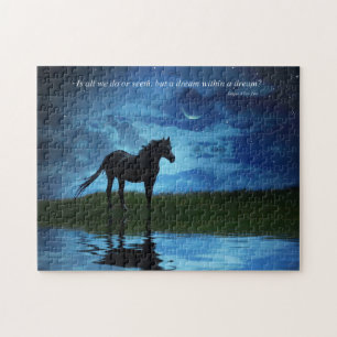 Edgar Allan Poes Dikt med Surreal Horse och Himlar Pussel