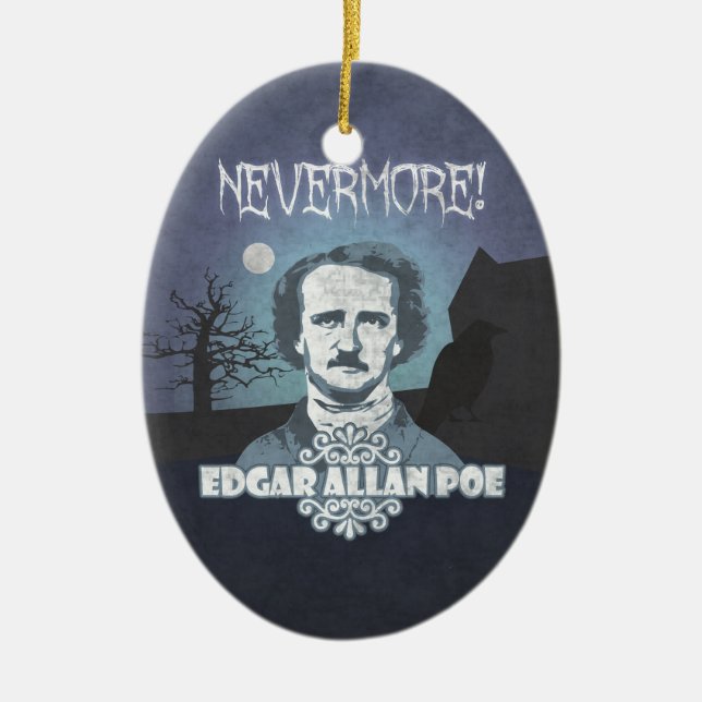 Edgar Allan Poe's Nevermore Julgransprydnad Keramik (Framsidan)