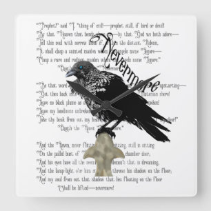 Edgar Allan Poe's Raven Fyrkantig Klocka