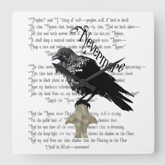 Edgar Allan Poe's Raven Fyrkantig Klocka (Framsida)