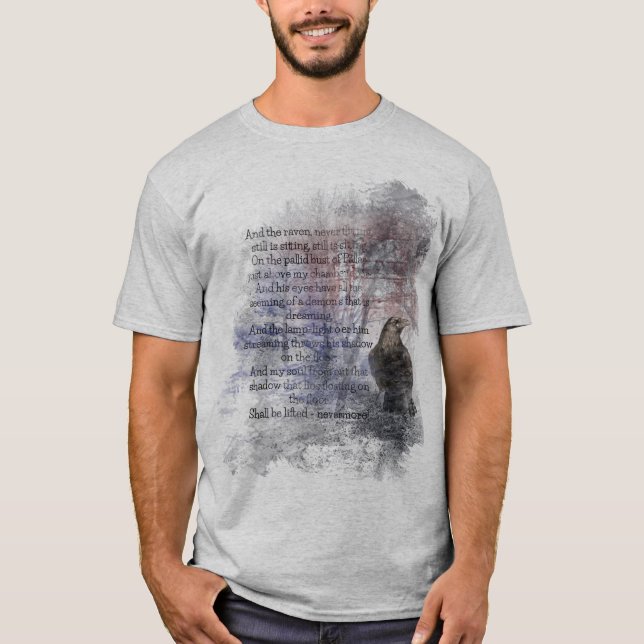 Edgar Allen Poe Dikt Quote Raven T-shirt (Framsida)