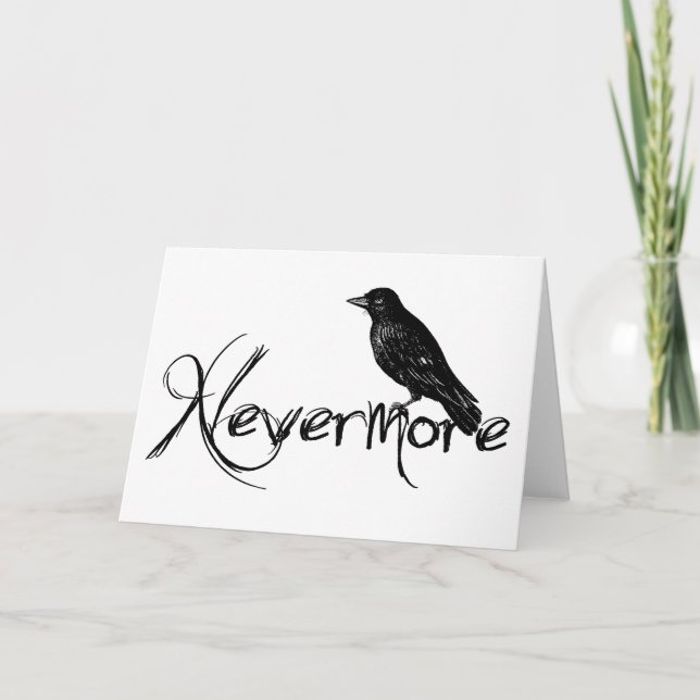 Edgar Allen Poe korpsvart Nevermore hälsningkort Kort (Framsida)