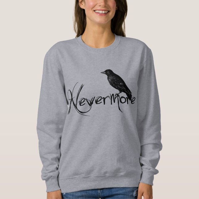 Edgar Allen Poe korpsvarta Nevermore Halloween Tee (Framsida)