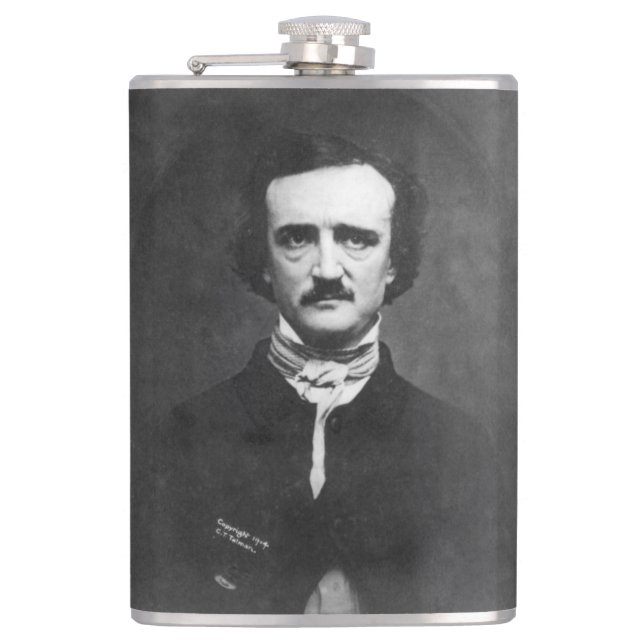 Edgar Allen Poe med citationstecken Fickplunta (Framsidan)