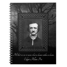 Edgar Allen Poe Quote Creepy Forest Black/Grått Anteckningsbok
