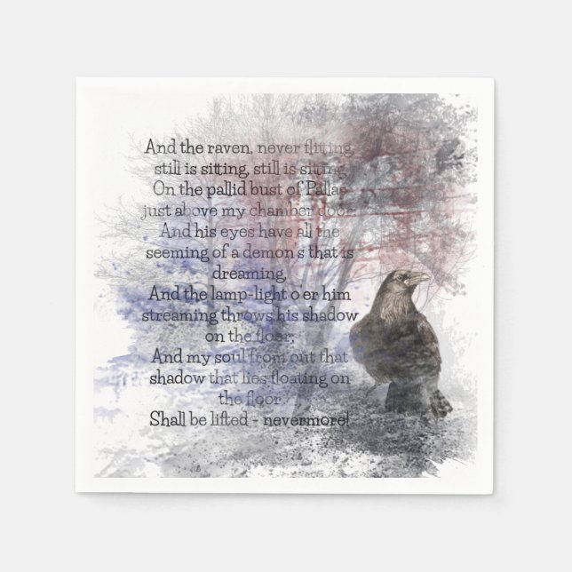 Edgar Allen Poe "Raven"-korvfågel Halloween Pappersservett (Framsidan)