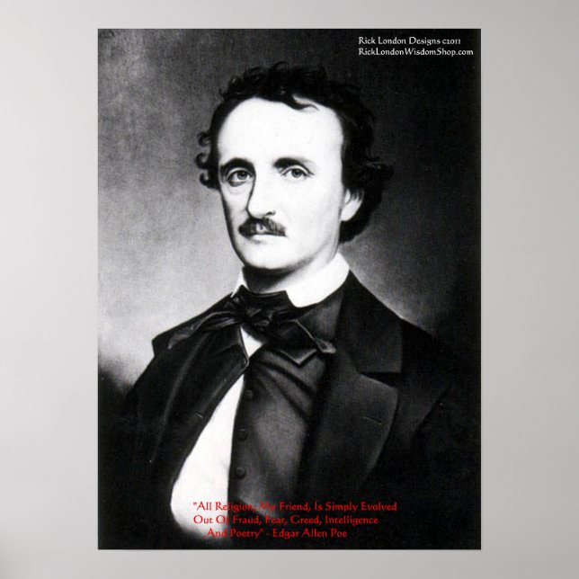 Edgar Allen Poe "Religion is" citat Poster (Framsidan)