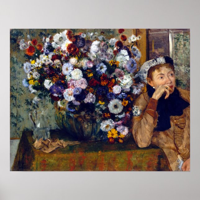 Edgar Degas A Woman, sittande bredvid Vas i Flower Poster (Framsidan)