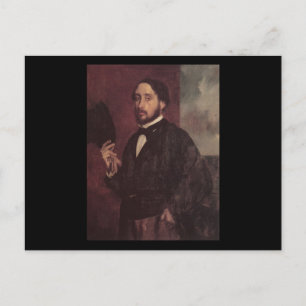 Edgar Degas att lyfta hans hattsjälvporträtt Vykort