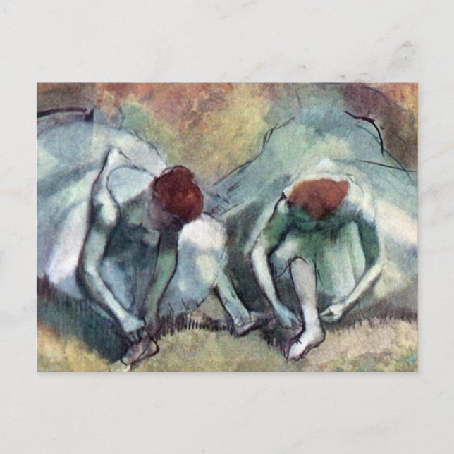 Edgar Degas - Balettdansare som knyter skor Vykort (Framsida)