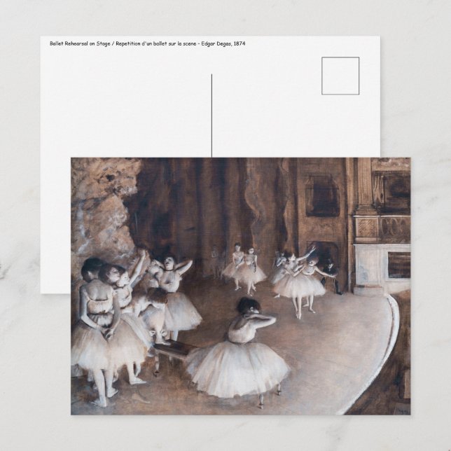 Edgar Degas - Balettrepetition på scenen Vykort (Fram/baksida)