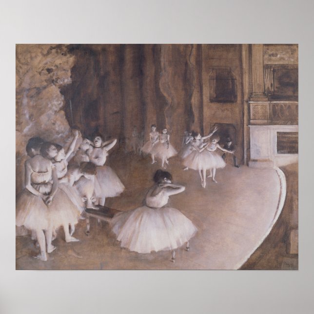 Edgar Degas | Ballet Rehearsal på scenen, 1874 Poster (Framsidan)