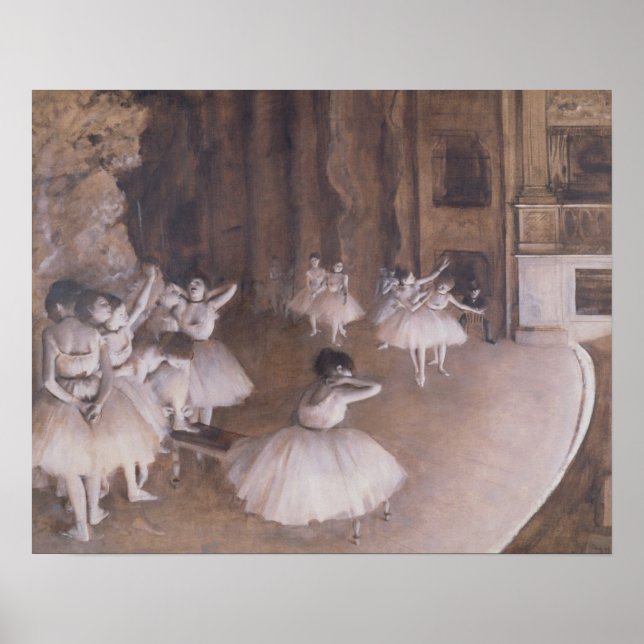 Edgar Degas | Ballet Rehearsal på scenen, 1874 Poster (Framsidan)