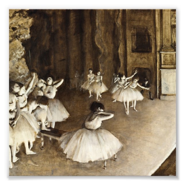 Edgar Degas - Ballet Rehearsal på scenen Fototryck (Framsidan)
