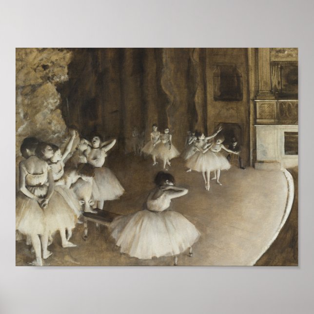 Edgar Degas - Ballet Rehearsal på Stage Poster (Framsidan)