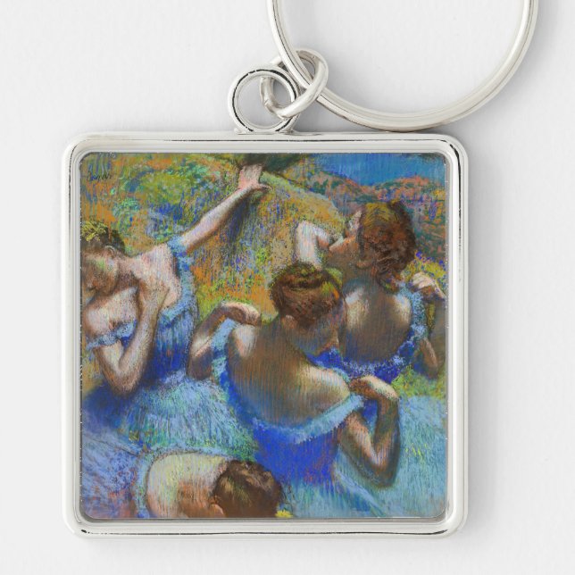 Edgar Degas - Blå dansare Fyrkantig Silverfärgad Nyckelring (Framsidan)