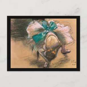 Edgar Degas Dancer som tar på sig hennes Shoe Rose Vykort
