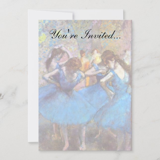 Edgar Degas - Dancers in Blue - Ballet Dance Älska Inbjudningar (Framsida)