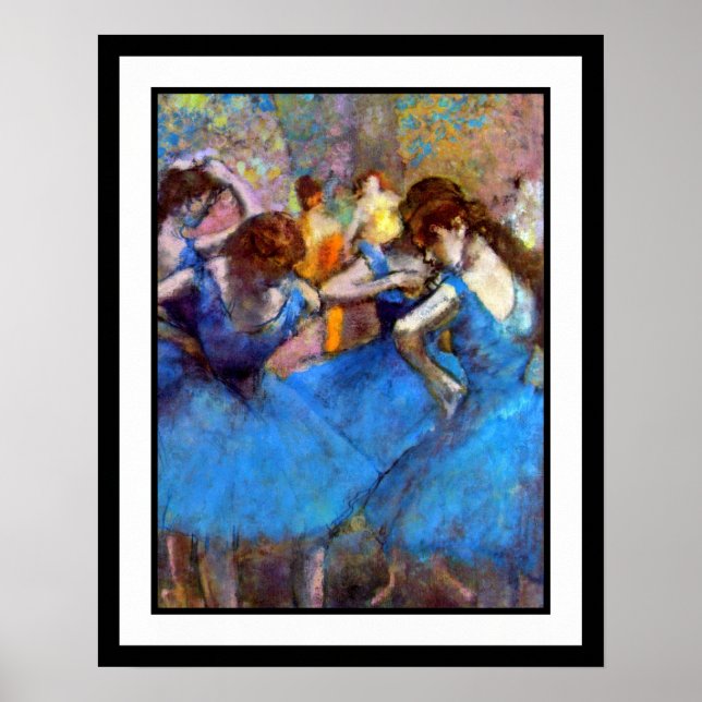 Edgar Degas - Dancers in Blue - Ballet Dance Älska Poster (Framsidan)