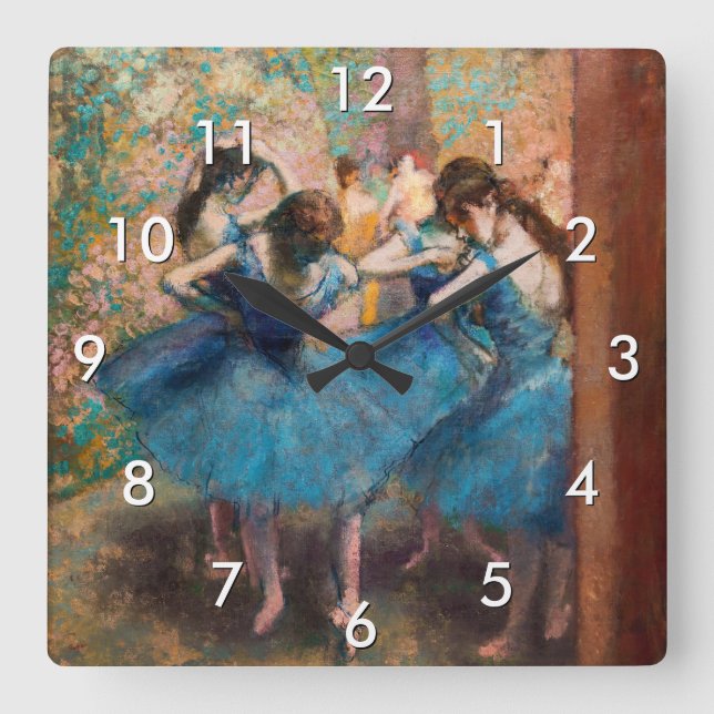 Edgar Degas - Dancers in blue Fyrkantig Klocka (Framsida)