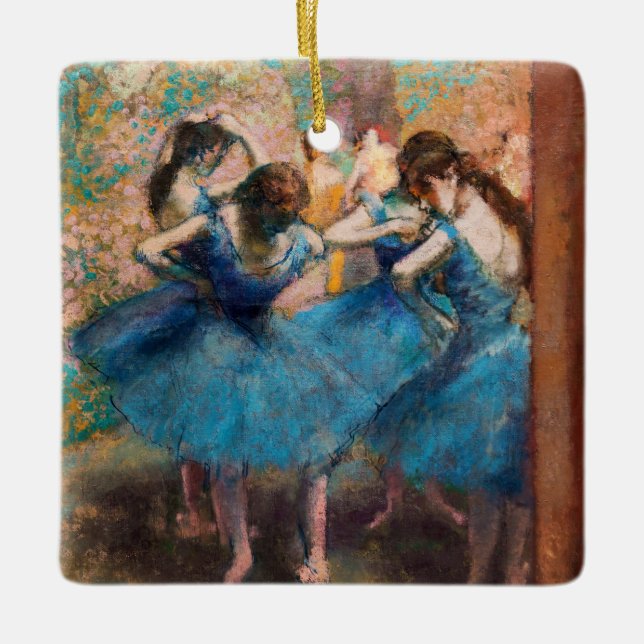 Edgar Degas - Dancers in blue Julgransprydnad Keramik (Framsida)
