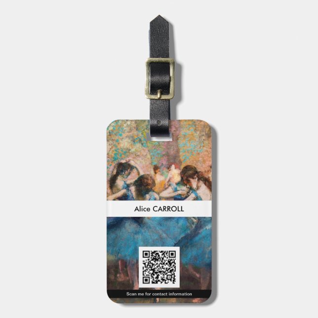 Edgar Degas - Dancers in blue - QR Code Bagagebricka (Vertikal Framsida)