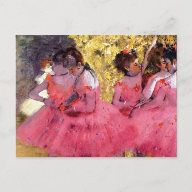 Edgar Degas - Dancers in Rosa - Ballet Dance Älska Vykort (Framsida)