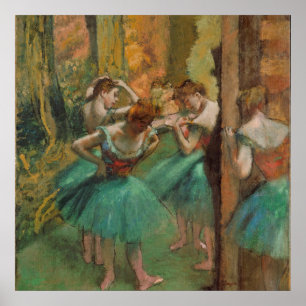Edgar Degas Dancers Rosa i Grönt Impressionist Poster