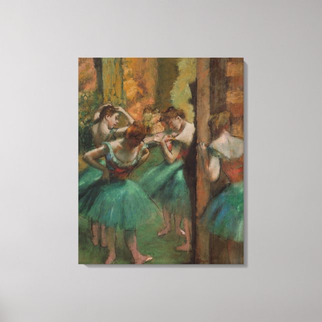 Edgar Degas Dancers Rosa och Grönt Canvastryck (Framsida)