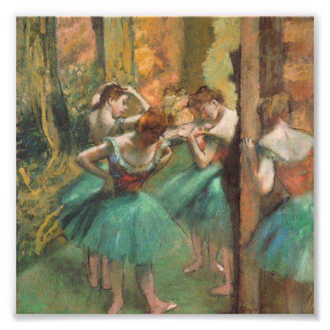 Edgar Degas - Dancers, Rosa och Grönt Fototryck (Framsidan)