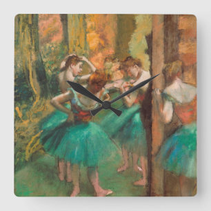 Edgar Degas - Dancers, Rosa och Grönt Fyrkantig Klocka