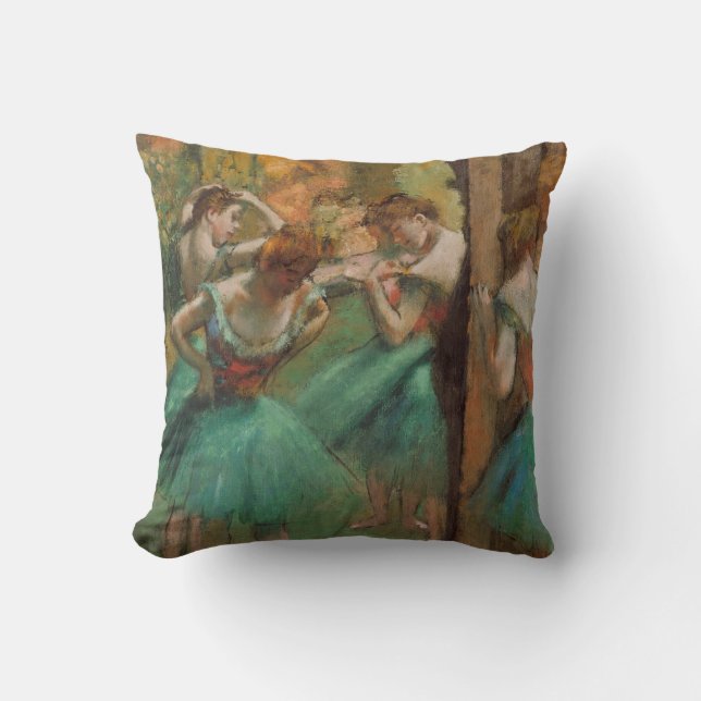 Edgar Degas Dancers Rosa och Grönt Kudde (Framsida)