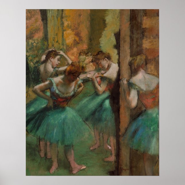 Edgar Degas Dancers Rosa och Grönt Poster (Framsidan)