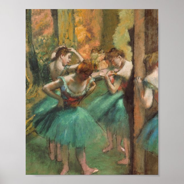 Edgar Degas - Dancers, Rosa och Grönt Poster (Framsidan)