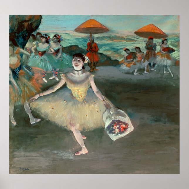 Edgar Degas | Dansar med bouquet, bockning Poster (Framsidan)