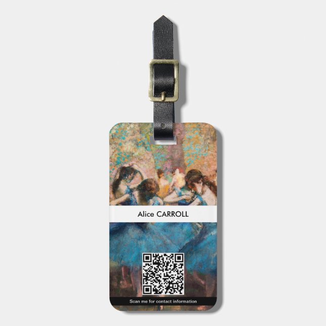 Edgar Degas - Dansare i blått - QR-kod Bagagebricka (Vertikal Framsida)