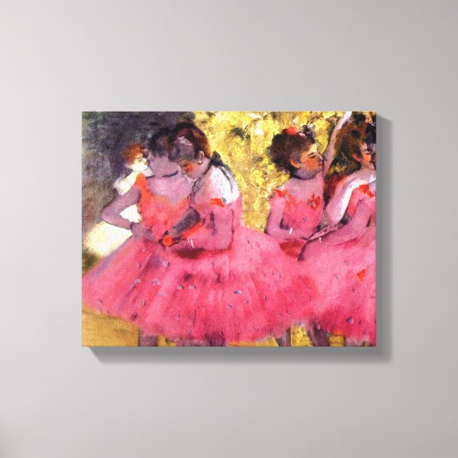 Edgar Degas - Dansare i rosa - Balettdansälskare Canvastryck (Framsida)