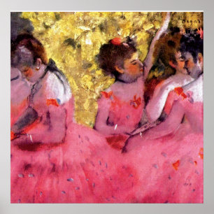 Edgar Degas - Dansare i rosa - Balettdansälskare Poster