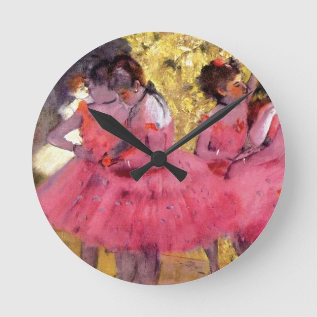 Edgar Degas - dansare i Rosa - Ballet Dance Älskar Rund Klocka (Framsida)