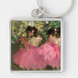 Edgar Degas - dansare på rosa Fyrkantig Silverfärgad Nyckelring