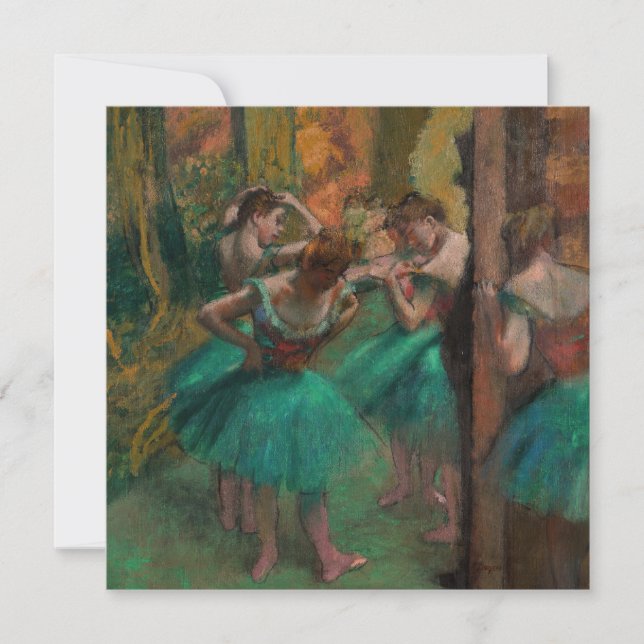 Edgar Degas - Dansare, Rosa och Grön Inbjudningar (Framsida)