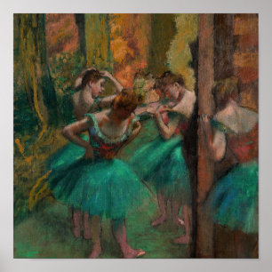 Edgar Degas - Dansare, Rosa och Grön Poster