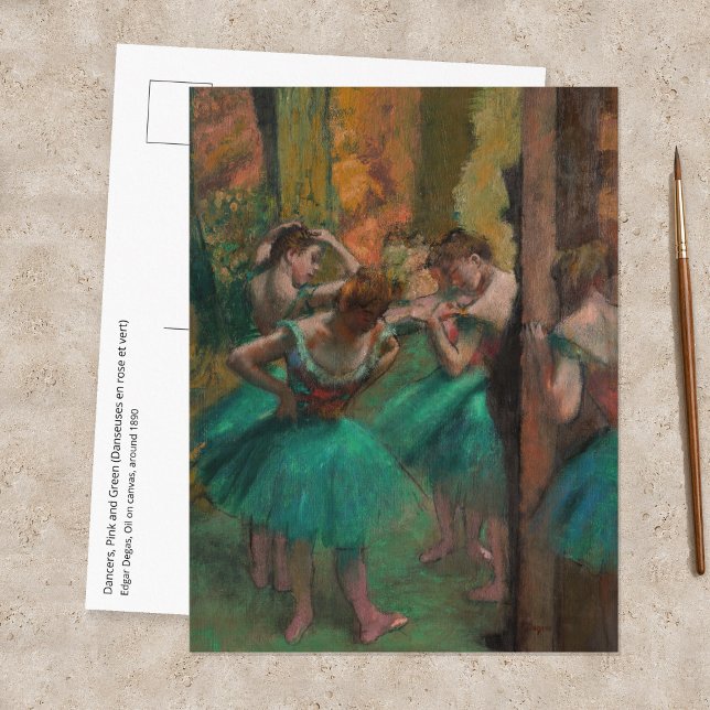 Edgar Degas - Dansare, rosa och grön Vykort (Skapare uppladdad)