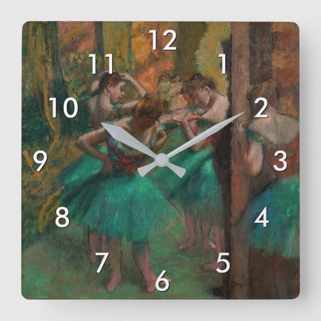 Edgar Degas - dansare, Rosa och Grönt Fyrkantig Klocka (Framsida)
