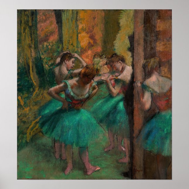 Edgar Degas - dansare, Rosa och Grönt Poster (Framsidan)